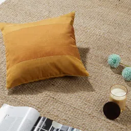 Fabindia Udai Yellow Striped Cotton Silk Square Cushion Covers-picture-16