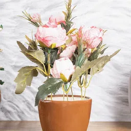 MARKET99 Pink & Green Rose Artificial Flowers With Pot-22
