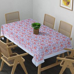 Alina decor Blue Printed Rectangular 4-Seater Table Cover-12
