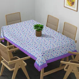 Alina decor Blue & Purple Printed Rectangular 4-Seater Table Cover-11