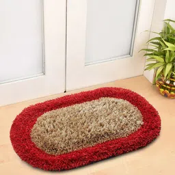 FABINALIV Red & Beige Anti-Skid Fade Resistant Doormat-2