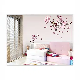 Asian royal Brown & Pink 3D Floral Printed Self Adhesive Wall Sticker-image-47