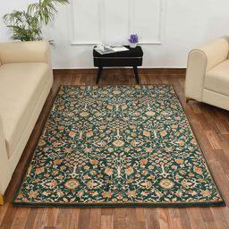PRESTO Green & Beige Traditional Printed No Shredding Carpet-4