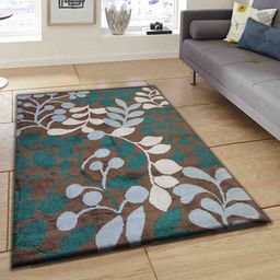 PRESTO Brown & Green Floral Rectangular Floor Carpet-53