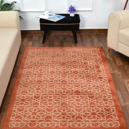 PRESTO Orange & Beige Geomantic Printed No-Shred Carpet-38