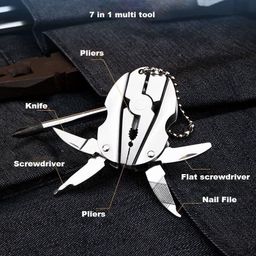 Zerolex Multi-Tool Pliers, Stainless Steel Portable Multifunction (6 in 1) Folding Plier with knife, screwdriver, Files, Keychain image 3