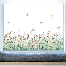 Asian royal White & Green Botanical Printed Self Adhesive 3D Decals & Stickers-picture-47