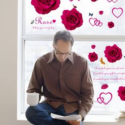 Asian royal Red Floral Printed Self-Adhesive Wall Sticker-picture-14