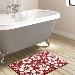 OBSESSIONS Red & White 1800 GSM Anti-Skid Bath Rug-3