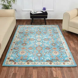 PRESTO Blue & Beige Traditional Printed No Shredding Carpet-5