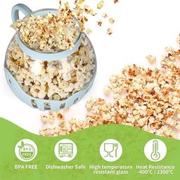 URBANMAC Patented Micro-Pop Microwave Popcorn Popper with Temperature Safe Glass, 3-in-1 Lid Measures Kernels and Melts Butter, Made Without BPA, Dishwasher Safe (Aqua) image 2