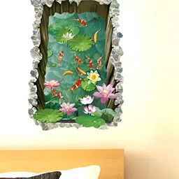 Asian royal Green & Pink Floral Print Self Adhesive Wall Sticker-image-46