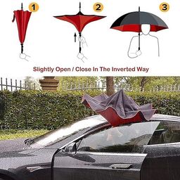 vyom trading Reverse Inverted Windproof Upside Down Umbrellas with C-Shaped Handle for Women and Men - Double Layer Inside Out Folding Umbrella [Multi Color] image 4