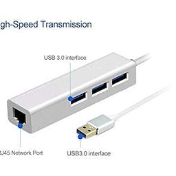 BhalTech USB 3.0 to RJ45 Ethernet LAN Adapter with 3 Port USB Hub image 2