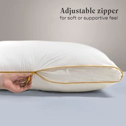 SleepyCat Microfiber Cloud Pillow with Adjustable Zipper Set of 2 (Standard Size, 27x18 Inches) White image 2