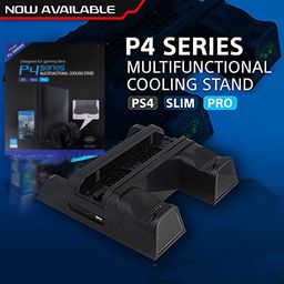 New World Multifunctional Vertical Stand Cooling Fan Stand, PS4 Controller Charger with LED Indicators, Charging Dock Station with 12PCS Games Storage for PS4/PS4 Slim, PS4 Pro Console image 2
