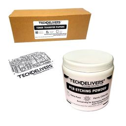 TECHDELIVERS® Ferric Chloride for PCB Etching 500grams with 10Pcs Toner Transfer Paper for PCB making image 1