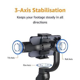 Amazon Basics Handheld Gimbal Stabiliser with 3-Axis Feature and Tripod, Facial Tracking, Time Lapse, FPV, Up to 12 Hours Operational Time, Compatible with All Smart Phones (Dark Grey) image 3