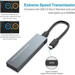 Atdaraz M.2 NVME and SATA NGFF Enclosure Dual Protocol Gen 2 USB 3.1 M.2 SSD External Hard Disk Drive Adapter HDD UASP NGFF External Case Max 2TB 2230 2242 2260 2280 for Laptop image 2