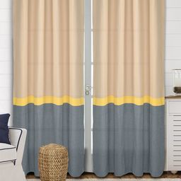Saral Home Awning Grey & Beige 2-Pieces Colourblocked Black Out Long Door Curtains-image-75