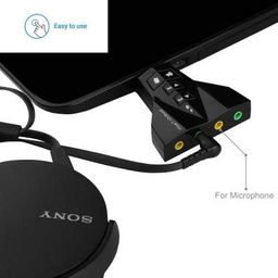 frackson Aeroplane/Rocket-Shaped Virtual 7.1 Channel USB Adapter (Double USB Microphone, USB Headset) Supports 3D Sound, Sound Card (Black) image 4