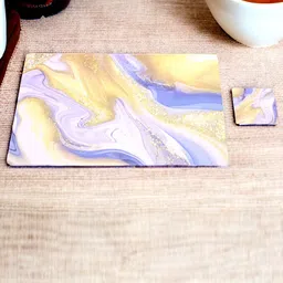 Kuber Industries Yellow & Blue 12-Pieces Printed Table Placemat & Coasters Set-88