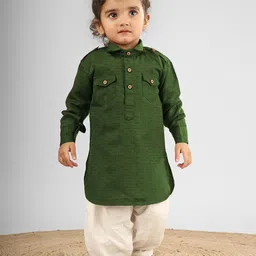 Polka Tots Kids Regular Pathani Kurta with Pyjamas-13