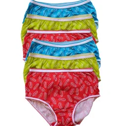 Red Rose Girls Pack Of 6 Typography Print Cotton Basic Briefs BABY46PO6-picture-47