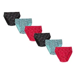 Red Rose Girls Set Of 6 Printed Cotton Basic Briefs-picture-40