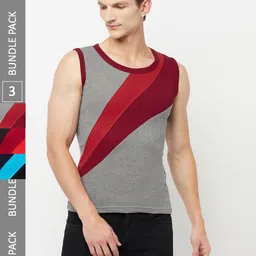 T.T. Men Pack Of 3 Titanic Designer Pure Cotton Gym Innerwear Vests-image-29