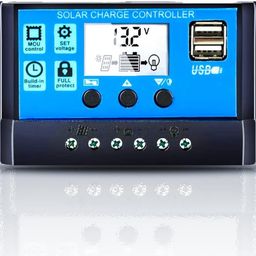 IDUINO 30A 12V/24V Solar Charge Controller, Solar Panel Charge Controller with USB Port LCD Display,Compatible with Sealed, Gel, and Flooded Batteries image 1