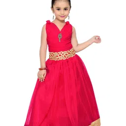ADIVA Pink Applique Net Maxi Dress-image-13