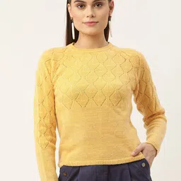 ROOTED Women Yellow Cable Knit Pullover-picture-14
