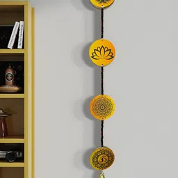 Akaar Yellow Printed Wooden Wall Hanging-56