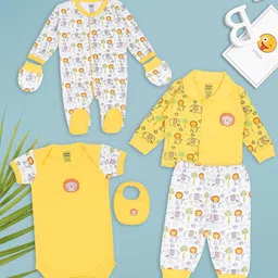 MeeMee Infants Yellow & White 6 Pcs Baby Apparel Gift Set-picture-51