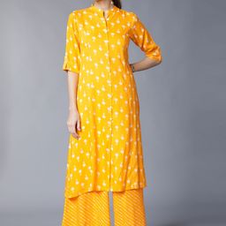 Vishudh Women Yellow Printed Kurta with Palazzos-image-67