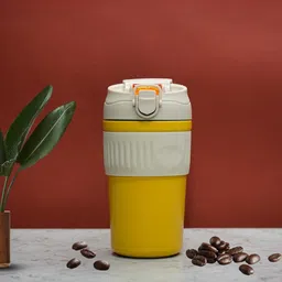 YELONA Yellow Hot Or Cold Stainless Steel Coffee Tumbler With Lid & Straw 480 ml-image-71