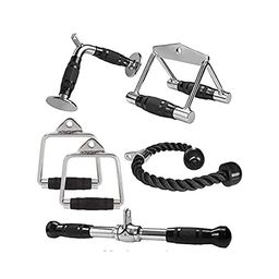 generic Cable Attachment Combo: Triceps Straight LAT Bar, Triceps Rope, Triceps V Shaped Handle, Rowing Handle, D Handle Pair image 1