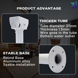 3rd i J-Type Wall & Ceiling Mounting Bracket 25 Cm CCTV Bullet & Dome Camera, 90 Degree Tilt Adjustable for Indoor & Outdoor Usage, Compatible with 1MP to 12MP Resolution Camera image 3