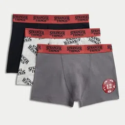 Marks & Spencer Boys Pack Of 3 High Rise Stretch Stranger Things Trunks T715811DBLACK MIX-image-65