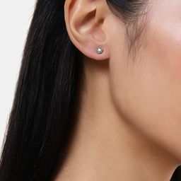 Luxevogue 92.5 Silver Rhodium Plated Geometric Shaped Cubic Zirconia Studs Earrings-image-85