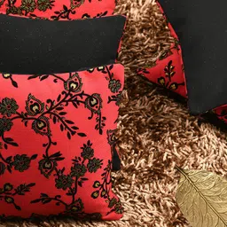 HOUZZCODE Set of 5 Front Flock n Foile Print on Premium Metty Square Cushion Covers-51