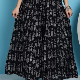 TAG 7 Ethnic Motifs Printed Pure Cotton Flared Ethnic Palazzo-16