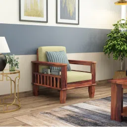 woodenmood Madhavi 1 Seater Wooden Sofa (Creame Colour, Teak Finish)-picture-44