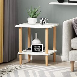 oxmic Table Storage Shelf Side Table with Open Cabin Bedside Table Nightstand, End Table Engineered Wood Bedside Table (Finish Color -White image 1