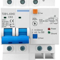Safefy Residual Current Circuit Breaker with surge protector RCBO MCB with Lightning protection SPD,Single Phase, Din Rail Mount, 220V/63A image 1