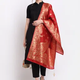 SOUNDARYA Woven Design Cotton Silk Dupatta with Zari-53