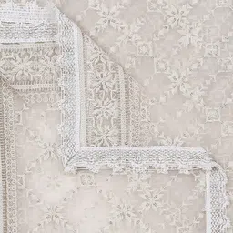 Dupatta Bazaar Off White & Gold-Toned Embroidered Dupatta with Zari image 4