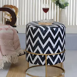 Shadowkart Black & White Geometric Wooden Pouffes Sitting Mudda Ottomans-19
