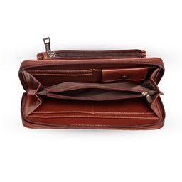 ZOUK Women Peach-Coloured & Green Printed Vegan Leather Zip Around Sustainable Wallet image 5